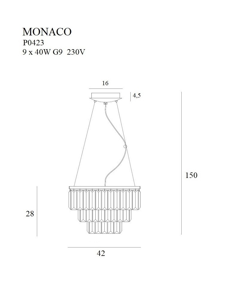 Pendant lamps - Maxlight Monaco Pendant Lamp Gold Ø 42 cm P0423 - product kolory-swiatla.pl 2