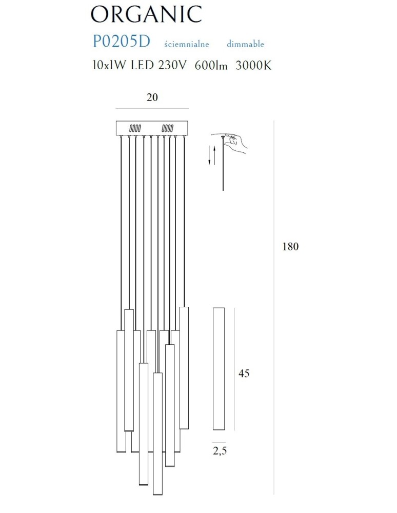 Icicle pendant lamps - Maxlight Organic 10X1 Copper Small Dimmable P0205D Pendant Lamp. - product kolory-swiatla.pl 3