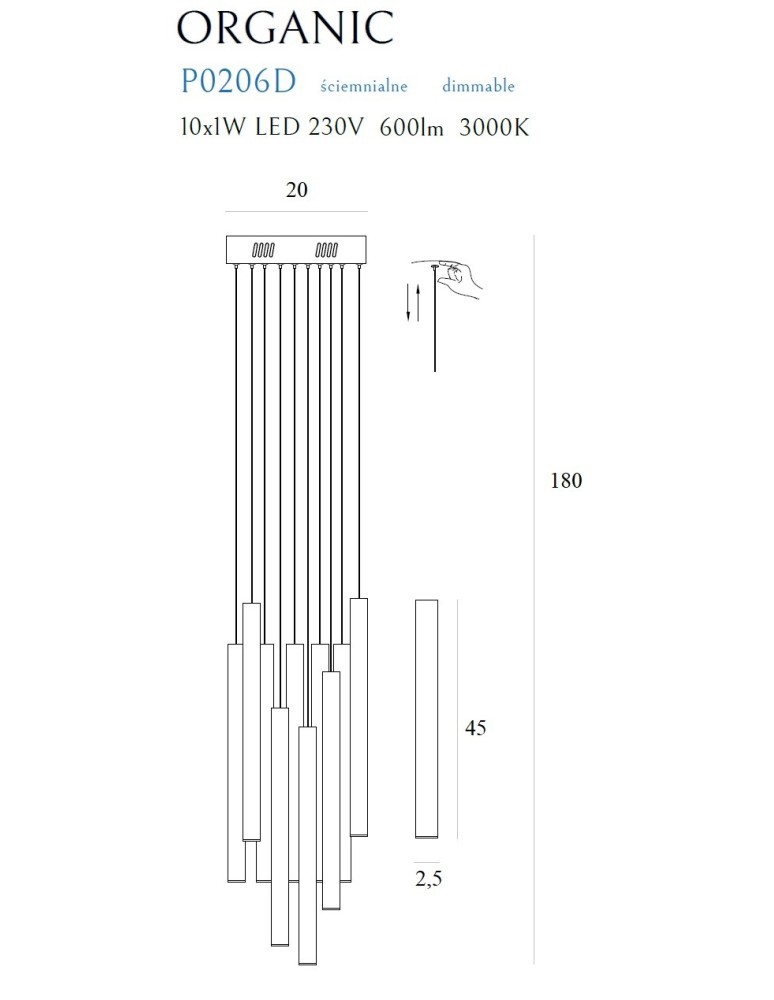 Icicle pendant lamps - Maxlight Organic 10X Small Dimmable Chrome P0206D Pendant Lamp. - product kolory-swiatla.pl 4