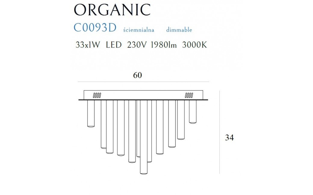MAXlight Organic Plafon 33x1W 1980lm 3000K Miedź Ściemnialny C0093D