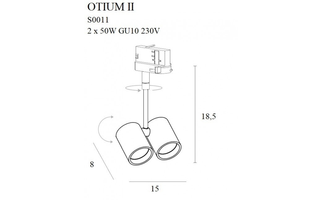 MAXlight Otium II Reflektor do szynoprzewodu Trójfazowego 2xGU10 Czarna S0011