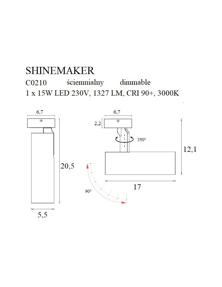 LED headlights - Maxlight Shinemaker Ceiling Lamp Black- Dimmable C0210. - product kolory-swiatla.pl 8