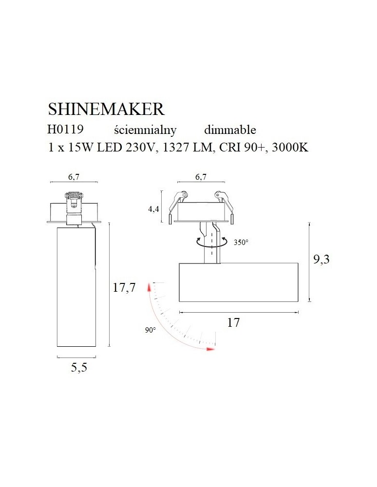 Recessed ceiling spotlights - Maxlight Shinemaker White-Dimmable Recessed Lamp H0119 - product kolory-swiatla.pl 7