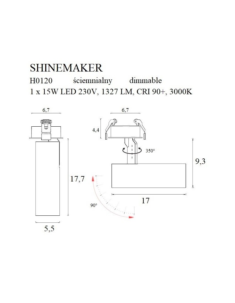 Recessed ceiling spotlights - Maxlight Shinemaker Recessed Lamp Black- Dimmable H0120. - product kolory-swiatla.pl 7
