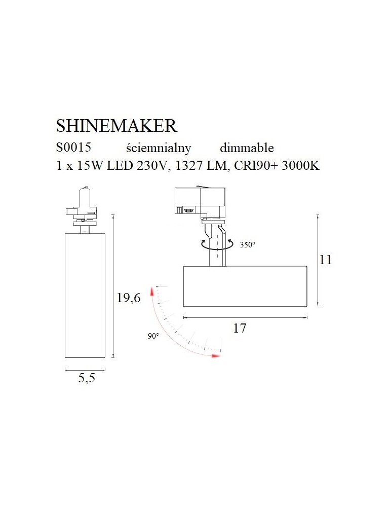 Lamps for 3-phase busbars - Maxlight Shinemaker Light Rail Lamp White- Dimmable S0015 - product kolory-swiatla.pl 7