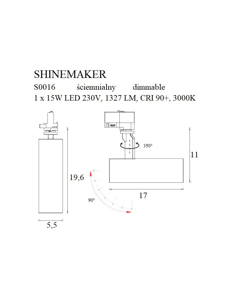 Lamps for 3-phase busbars - Maxlight Shinemaker Busbar Lamp Black- Dimmable S0016 - product kolory-swiatla.pl 8