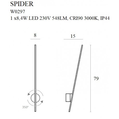 MAXlight Spider Kinkiet 8.4W LED 548lm 3000K Złoty IP44 W0297