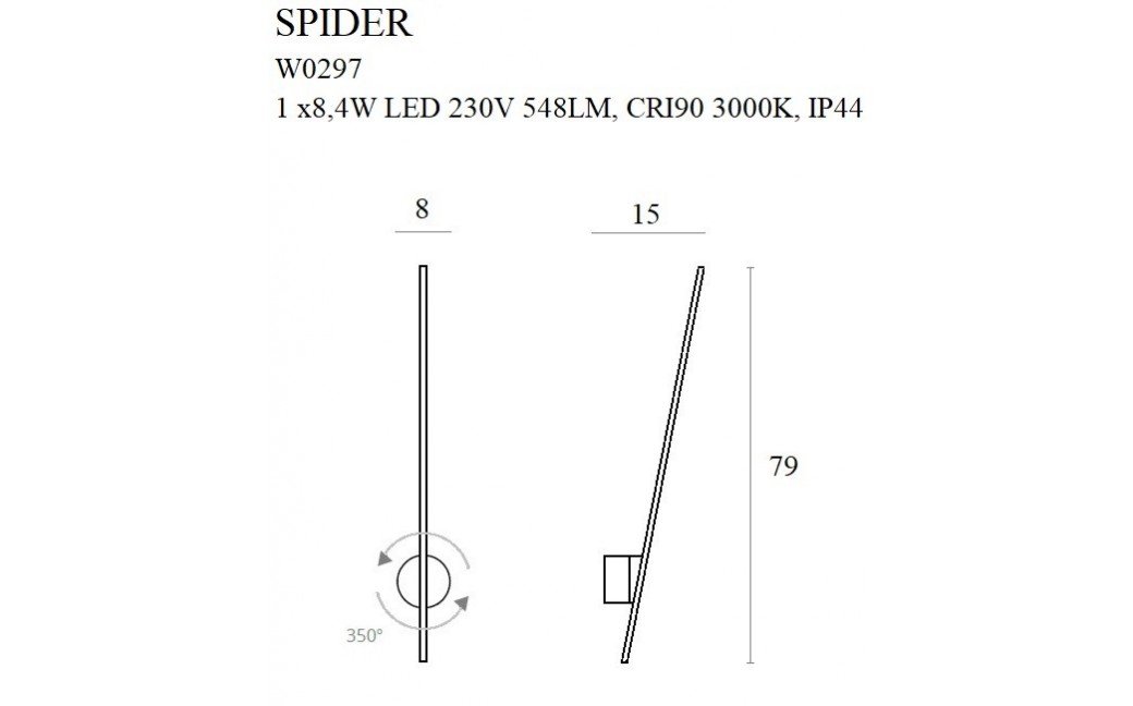 MAXlight Spider Kinkiet 8.4W LED 548lm 3000K Złoty IP44 W0297