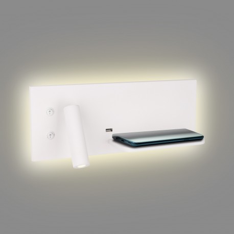 MAXlight Superior Kinkiet 3W+6W LED 240lm+300lm z Gniazdem USB i Ładowarką Indukcyjną Biały W0291