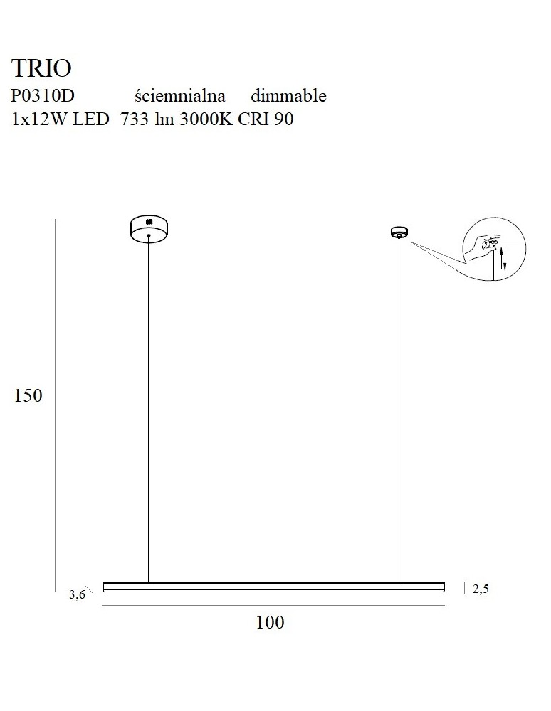 LED pendant lamps - Maxlight Trio 1 Dimmable P0310D Pendant Lamp. - product kolory-swiatla.pl 4