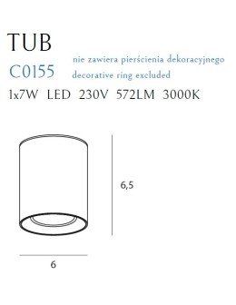 Maxlight Lampa Sufitowa Tub Okrągły Czarny + Pierścień Ozdobny Złoty RC0155/C0156 Gold C0211 - produkt 2