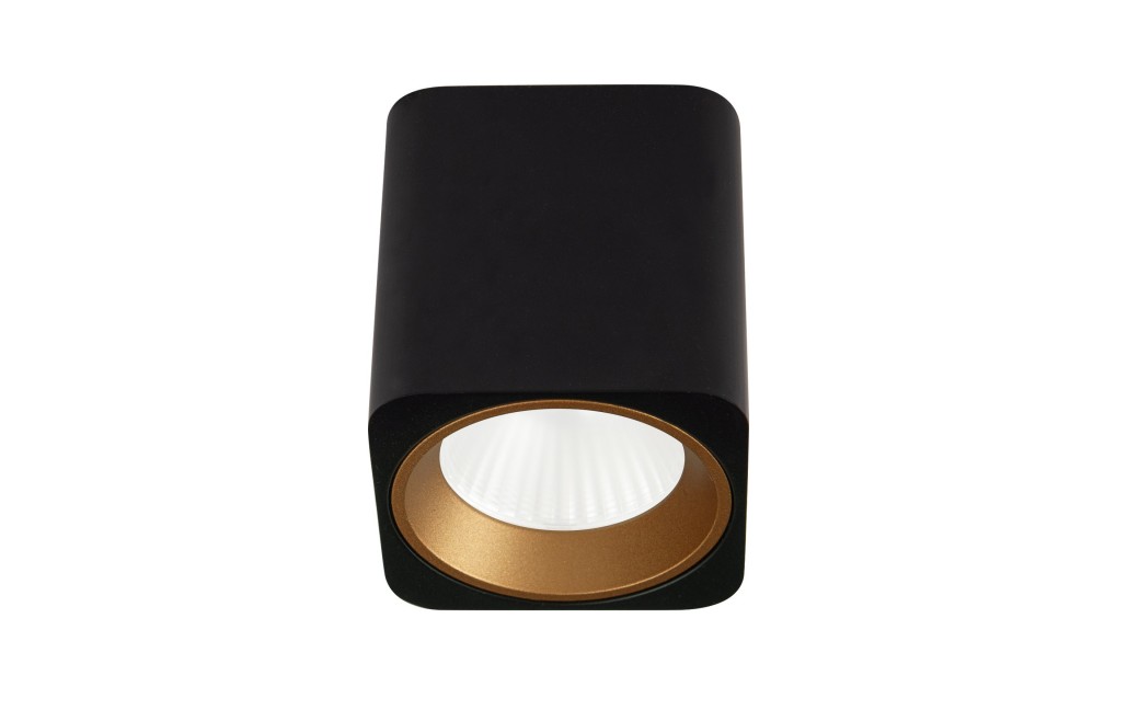 MAXlight Tub Sufitowa Kwadrat 7W LED 572lm 3000K Czarny + Pierścień Ozdobny Złoty C0212