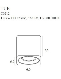 Maxlight Lampa Sufitowa Tub Kwadrat Czarny + Pierścień Ozdobny Złoty RC0155/C0156 Gold C0212 - produkt 2