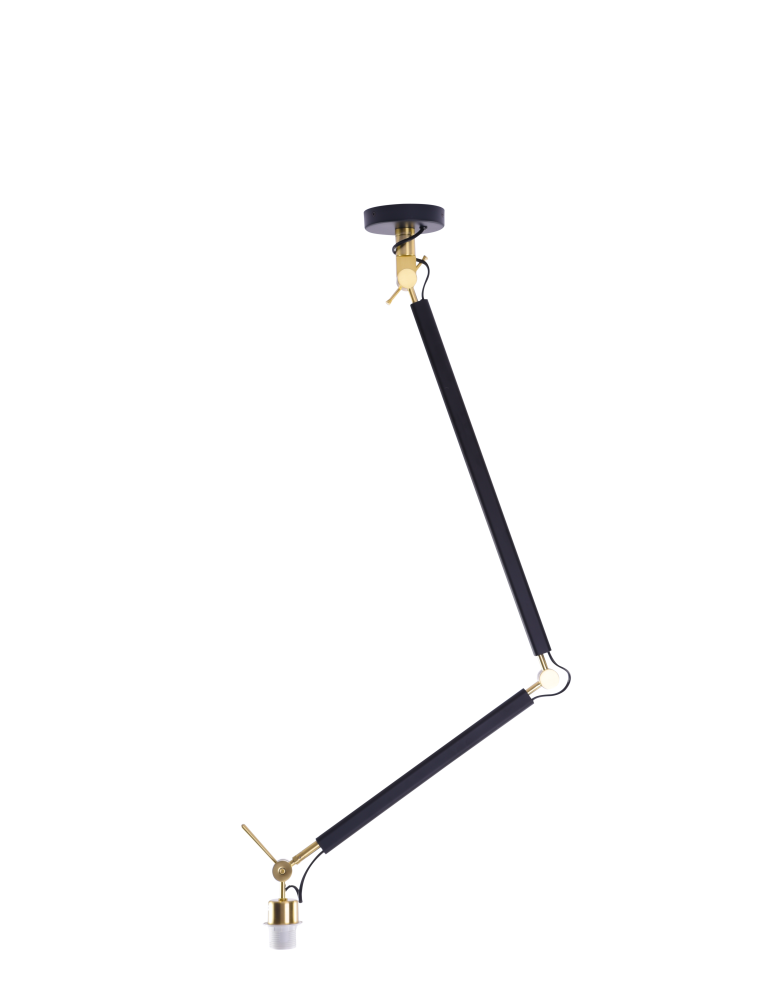 Pendant lamps with lampshade - Azzardo ZYTA S PENDANT LAMPBODY BK/GO 1xE27 Ceiling Arm Moving Without Lampshade Black Gold AZ4189 - product kolory-swiatla.pl 1