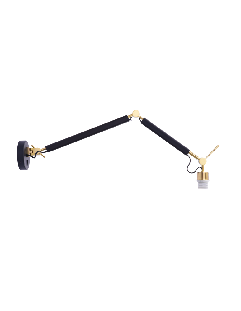 Cantilever wall lamps - Azzardo ZYTA S WALL LAMPBODY BK/GO 1xE27 Wall Arm Moving Without Lampshade Black Gold AZ4190 - product kolory-swiatla.pl 1