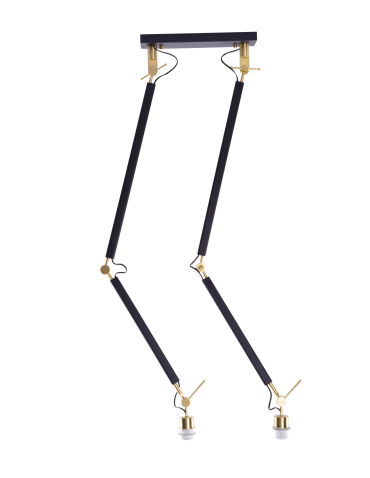 Azzardo ZYTA 2 S PENDANT LAMPBODY BK/GO 2xE27 Ceiling Mounted Moving Arms Without Lampshades Black Gold AZ4191