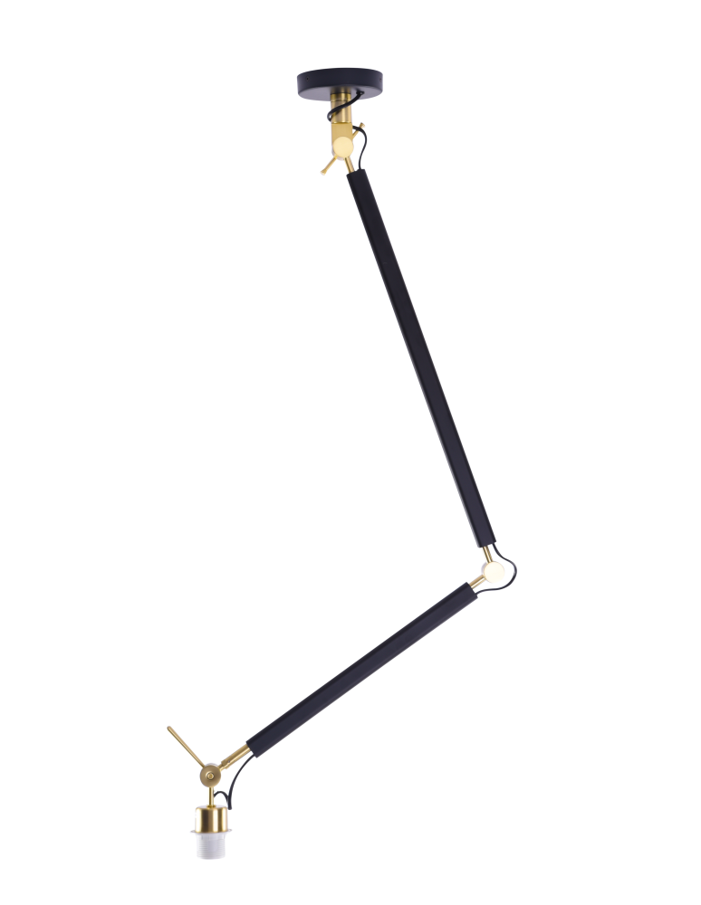 Pendant lamps with lampshade - Azzardo ZYTA M PENDANT LAMPBODY BK/GO 1xE27 Ceiling Arm Moving Without Lampshade Black Gold AZ4192 - product kolory-swiatla.pl 1