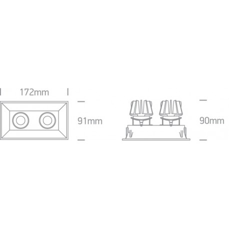 One Light podójna stylowa lampa LED Skiti 2 51211C/B/W