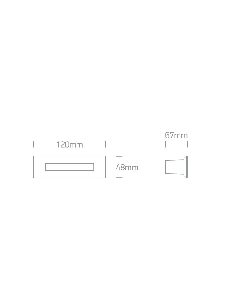 Luminaires to be built into the wall - One Light rectangular LED recess for staircase corridor lighting Letrina 68072A/W IP65 - product kolory-swiatla.pl 3
