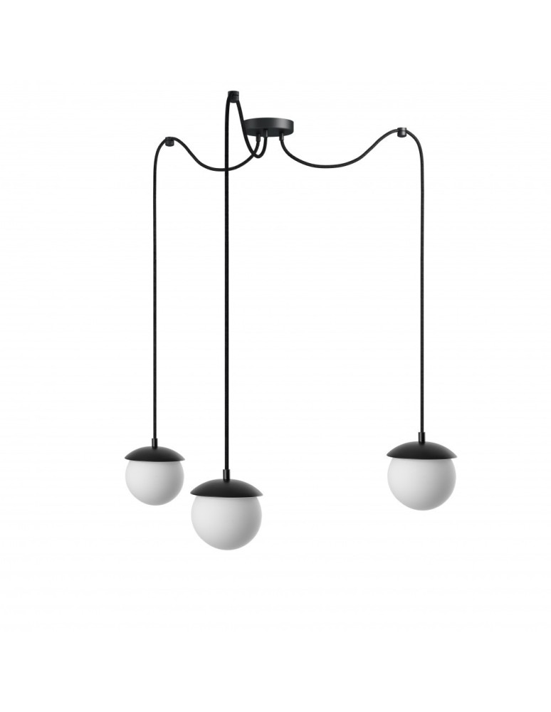 Pendant lamps spheres - UMMO KUUL F3 triple black ceiling pendant lamp with adjustable length KLF322P2 - product kolory-swiatla.pl 1