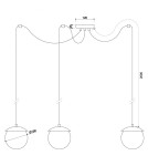 Pendant lamps spheres - UMMO KUUL F3 triple black ceiling pendant lamp with adjustable length KLF322P2 - product 2