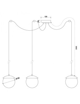 UMMO KUUL F3 triple black ceiling pendant lamp with adjustable length KLF322P2 - product 2