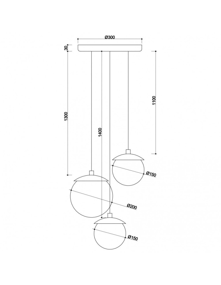 Pendant lamps spheres - UMMO KUUL M triple white ceiling pendant lamp KLM311P4. - product kolory-swiatla.pl 3