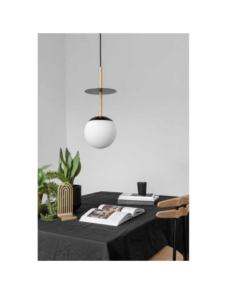 Pendant lamps spheres - UMMO PLAAT A BRASS black ceiling pendant lamp with brass PLA132P0. - product kolory-swiatla.pl 2