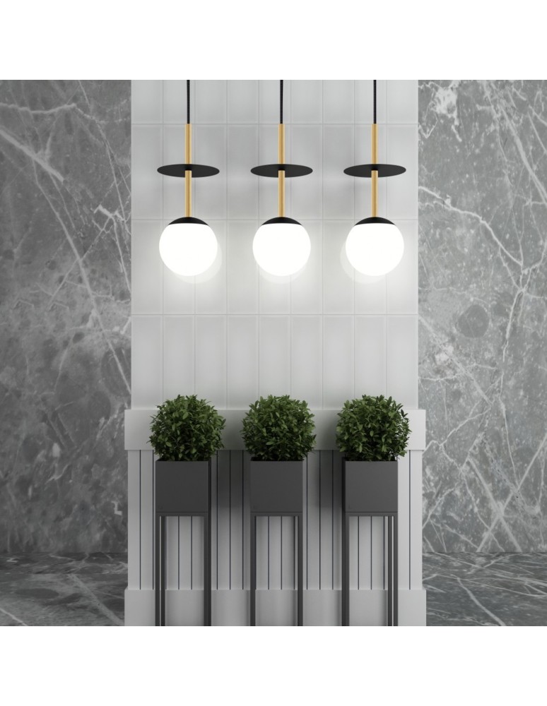 Pendant lamps spheres - UMMO PLAAT A BRASS black ceiling pendant lamp with brass PLA132P0. - product kolory-swiatla.pl 5