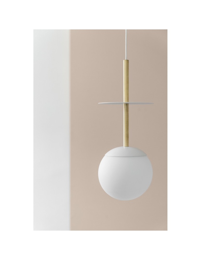 Pendant lamps spheres - UMMO PLAAT A BRASS white ceiling pendant lamp with brass PLA131P0. - product kolory-swiatla.pl 3