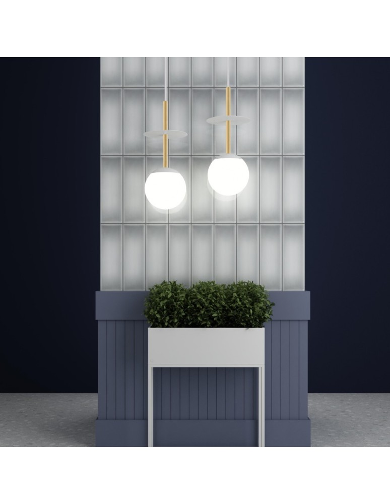 Pendant lamps spheres - UMMO PLAAT A BRASS white ceiling pendant lamp with brass PLA131P0. - product kolory-swiatla.pl 5