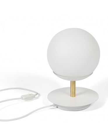 UMMO PLAAT ST white table lamp with brass PLS131P1