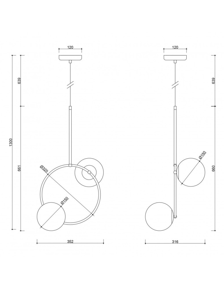 Pendant lamps spheres - UMMO FUPPU A white ceiling pendant lamp FPA211P0. - product kolory-swiatla.pl 3