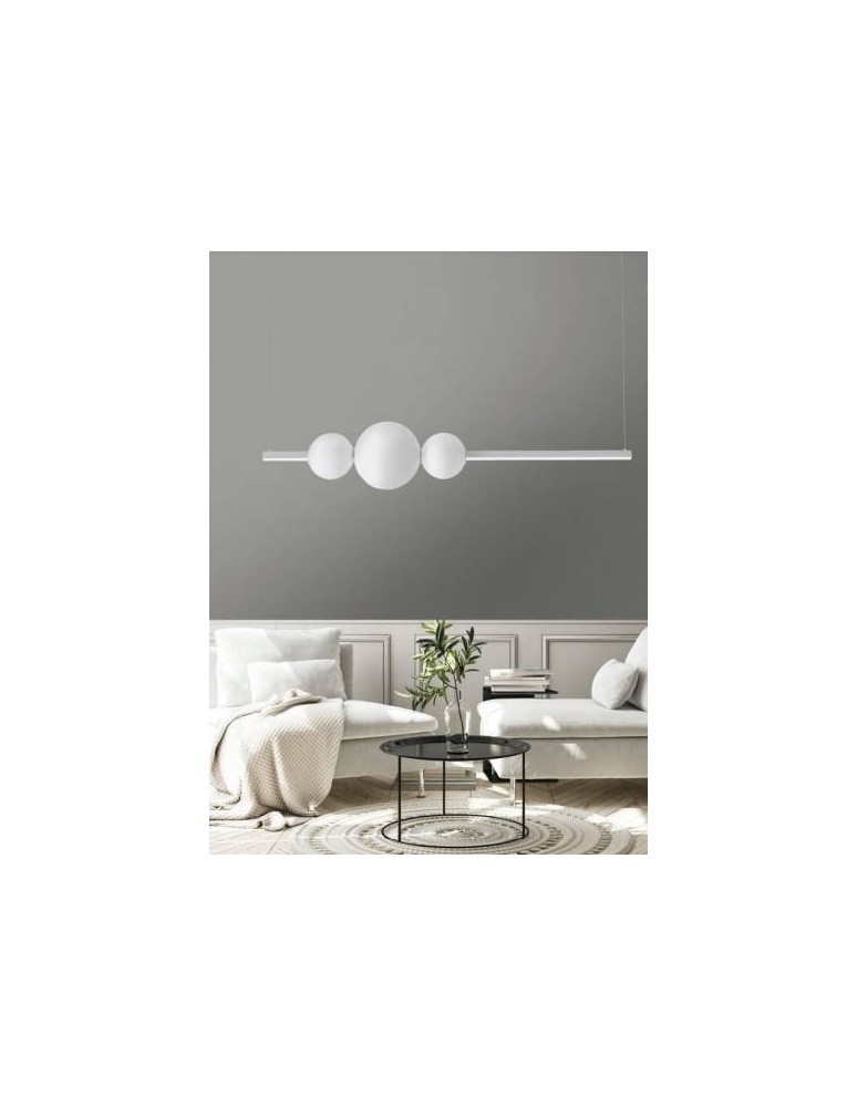 LED pendant lamps - AZzardo SANDRA 3 LED 48W 4800lm 3000K Dimmable White Pendant AZ4426 - product kolory-swiatla.pl 2