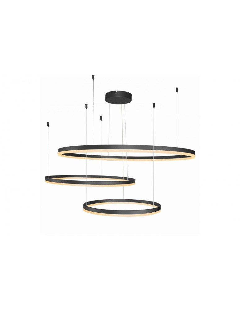 Pendant lamps circles - AZzardo HALO 100+80+60 LED 130W 11100lm 3000K Black Pendant AZ4707. - product kolory-swiatla.pl 2