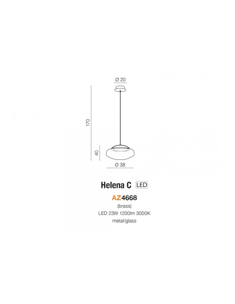 LED pendant lamps - Azzardo HELENA C LED 23W 1200lm 3000K Brass Pendant AZ4668 - product kolory-swiatla.pl 3