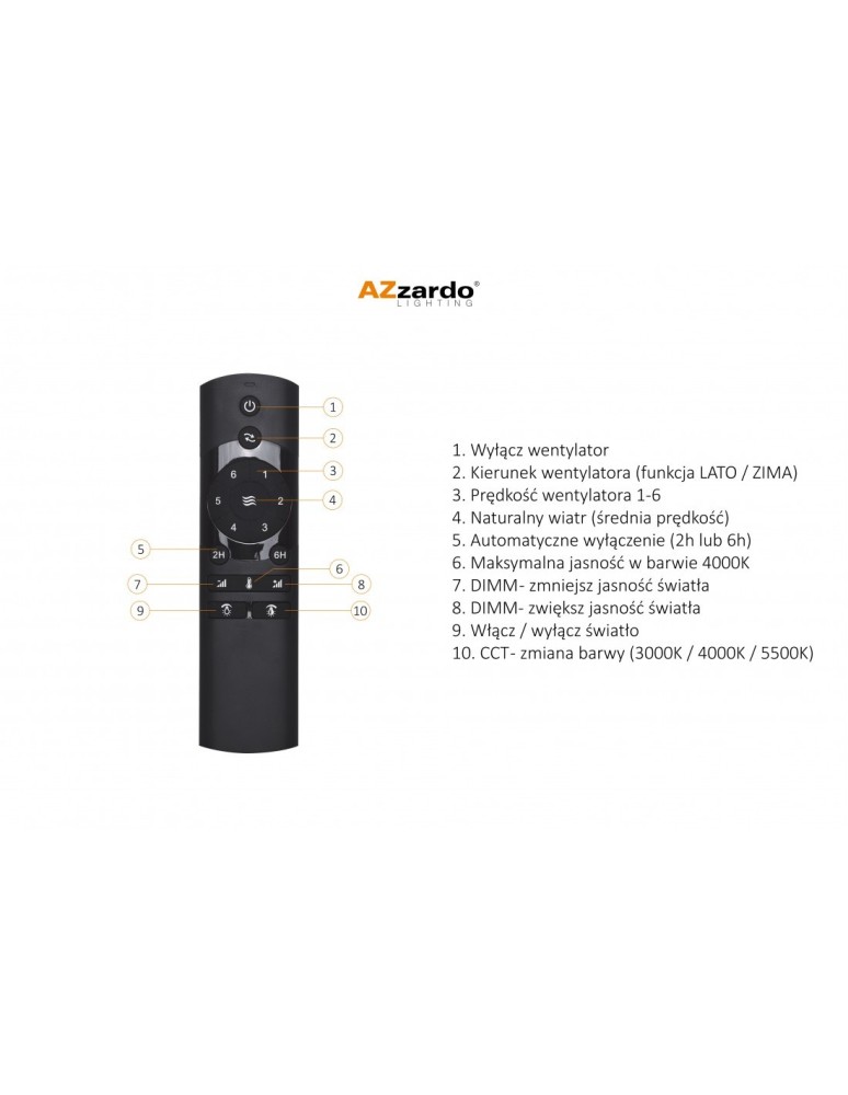 Fans with lighting - Azzardo VENETI LED 18W 1400lm 3000K-5500K Black/Teak Wood Ceiling/Window Controlled AZ4450 - product kolory-swiatla.pl 4