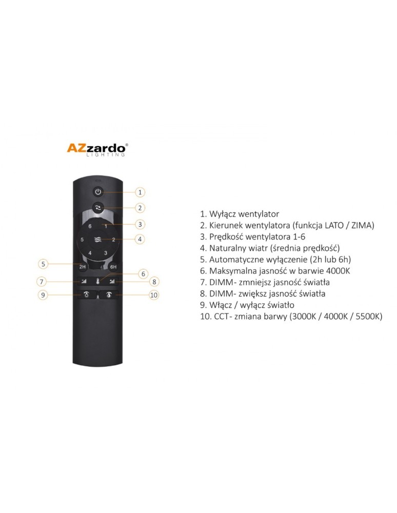 Fans with lighting - Azzardo VINCA LED 18W 1400lm 3000K-5500K Black Ceiling/Window AZ4454. - product kolory-swiatla.pl 5