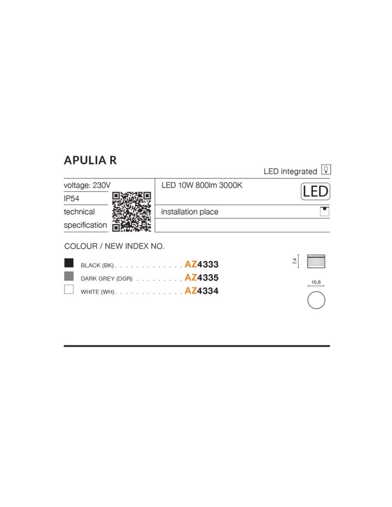 Outdoor ceiling lamps - Azzardo APULIA R IP54 LED 10W 800lm 3000K Outdoor Dark Grey Ceiling Light AZ4335. - product kolory-swiatla.pl 5