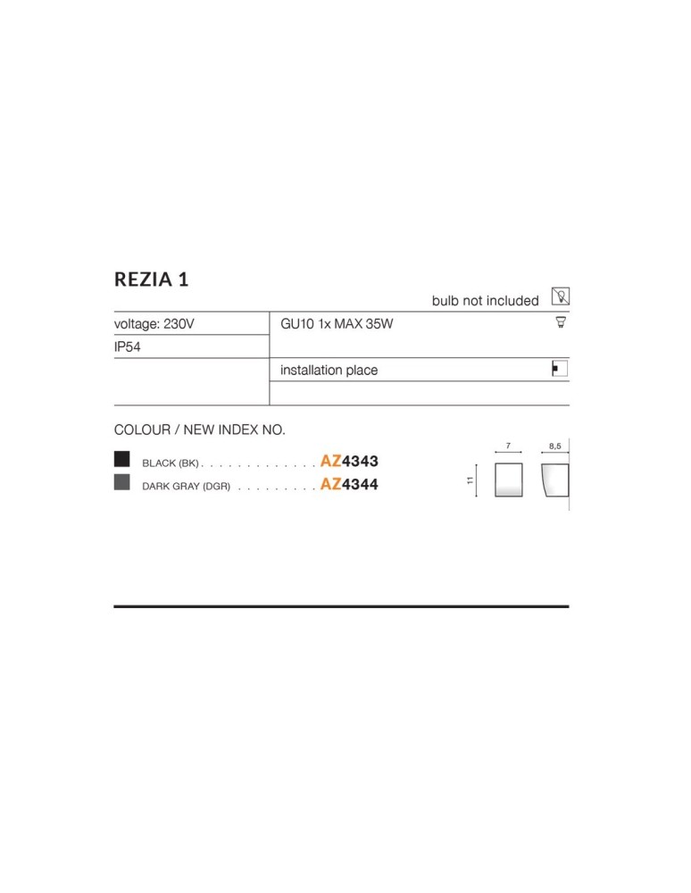 Outdoor wall lamps - Azzardo REZIA 1 IP54 1xGU10 Outdoor Black Wall Mount AZ4343 - product kolory-swiatla.pl 6