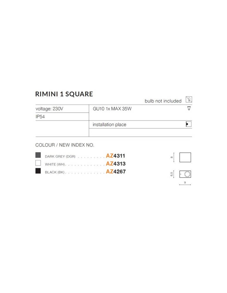 Outdoor wall lamps - Azzardo RIMINI 1 SQUARE IP54 1xGU10 Outdoor White Wall Wash AZ4313. - product kolory-swiatla.pl 3