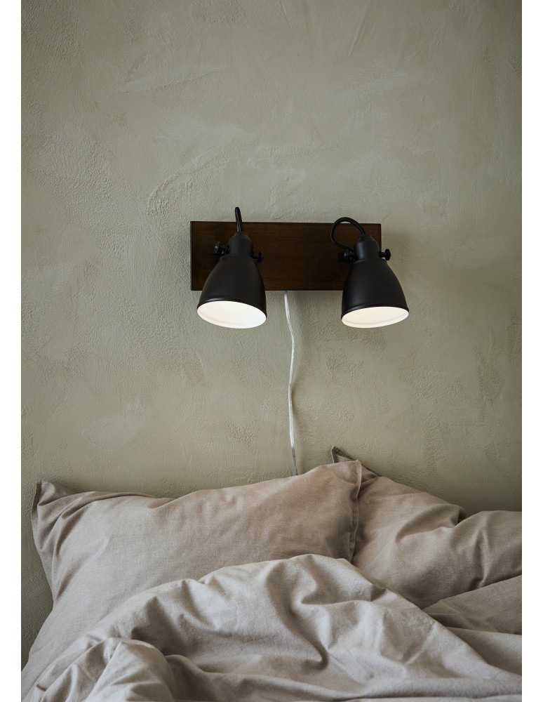Scandinavian style wall lamps - Markslojd NATIVE Wall/shade 2L Brown/Black 2xE14 108213 - product kolory-swiatla.pl 2