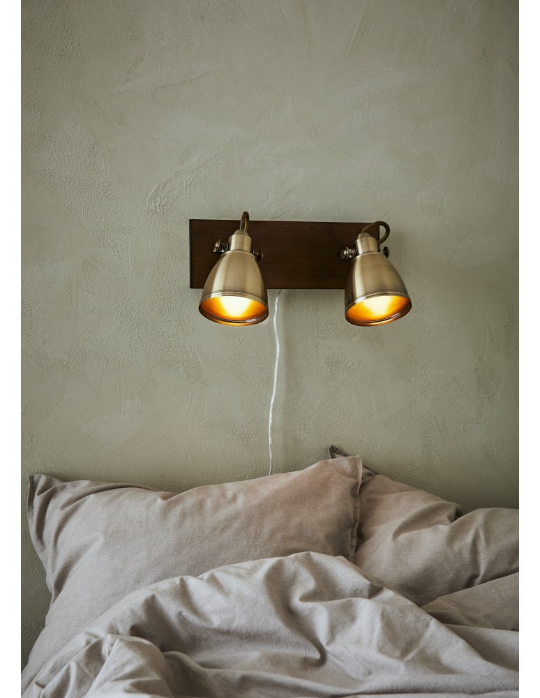 Scandinavian style wall lamps - Markslojd NATIVE Wall/shade 2L Brown/Antique 2xE14 108214 - product kolory-swiatla.pl 2
