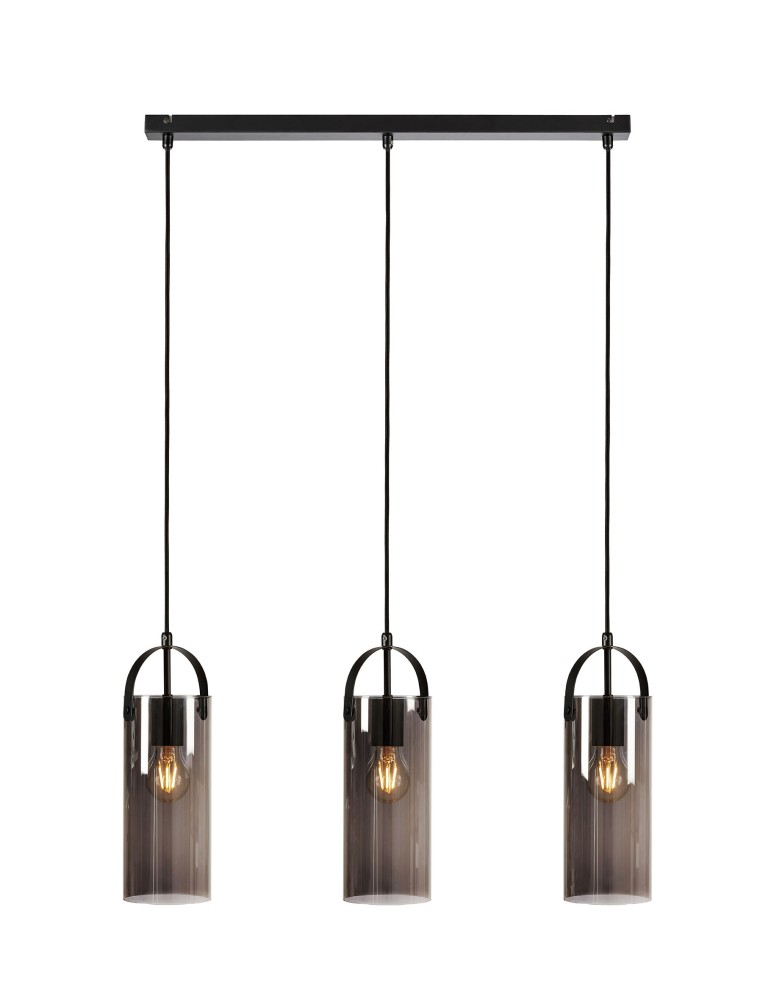 Triple pendant lamps - Markslojd GLORY Pendant 3L Black/Smoky 3xE27 108219 - product kolory-swiatla.pl 1