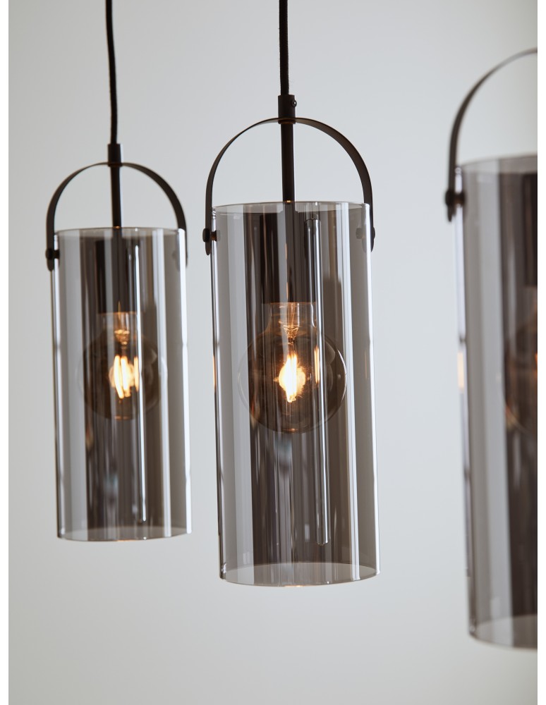Triple pendant lamps - Markslojd GLORY Pendant 3L Black/Smoky 3xE27 108219 - product kolory-swiatla.pl 3