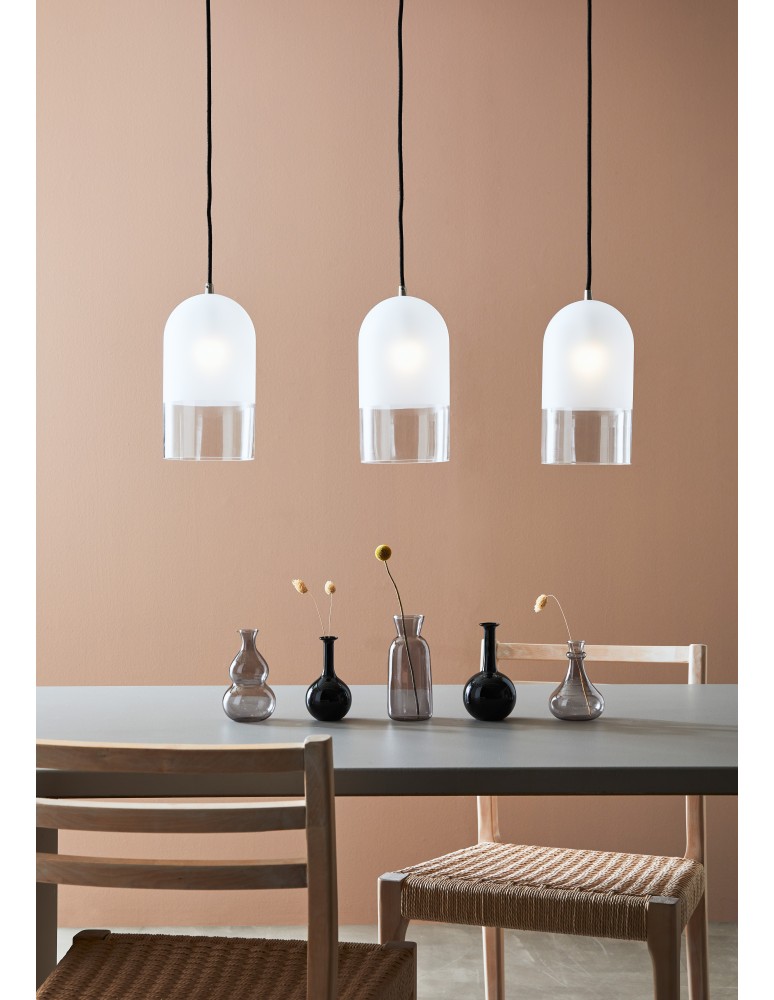 Triple pendant lamps - Markslojd COPE Pendant 3L Frosted/Transparent/Black 3xE14 108226 - product kolory-swiatla.pl 2