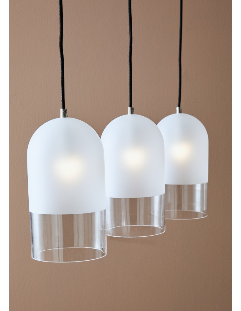 Triple pendant lamps - Markslojd COPE Pendant 3L Frosted/Transparent/Black 3xE14 108226 - product kolory-swiatla.pl 3
