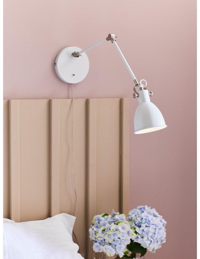 Cantilever wall lamps - Markslojd HOUSE Wall/shade 1L White/steel 1xE14 108249 - product kolory-swiatla.pl 3