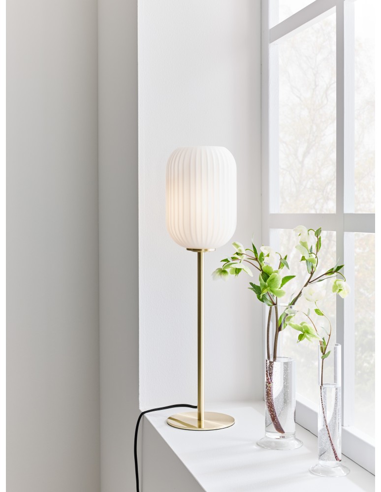 Scandinavian style table lamps - Markslojd CAVA Table 1L Brushed Brass/White 1xE14 108251 - product kolory-swiatla.pl 2