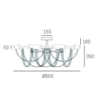 Ceiling lamps with crystals - CosmoLight Plafond ROMA C08529NI Nickel.  - product 6